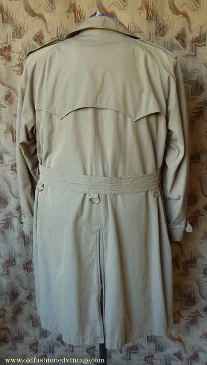 Vintage Mens 1940s 1950s Moss Bros Trench Coat Double Breasted Raincoat Mac L / XL