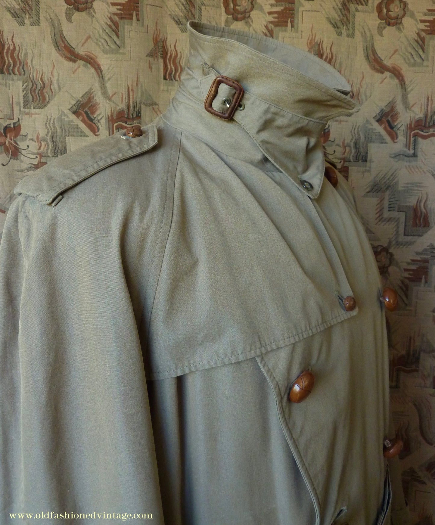 Vintage Mens 1940s 1950s Moss Bros Trench Coat Double Breasted Raincoat Mac L / XL