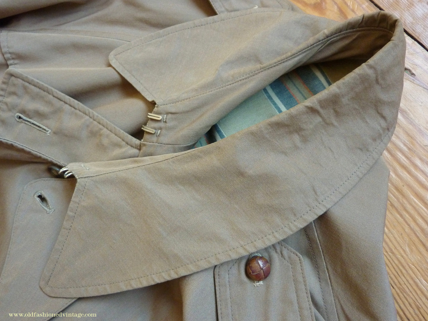 Vintage Mens 1940s 1950s Moss Bros Trench Coat Double Breasted Raincoat Mac L / XL