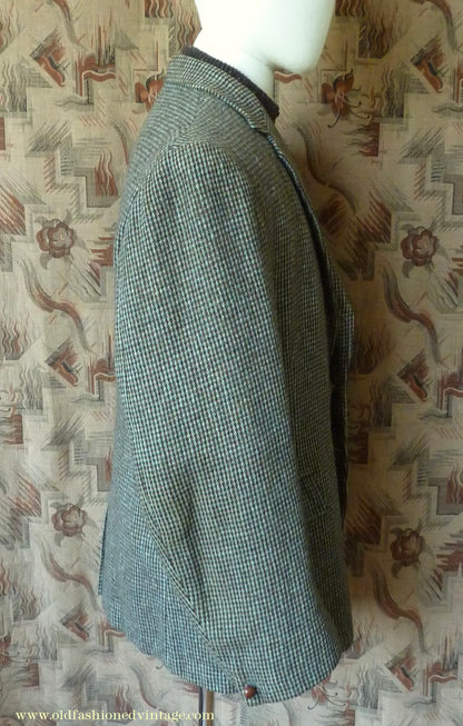 Vintage Mens 1950s Keldon Harris Tweed Sports Jacket Green Brown Black 40"