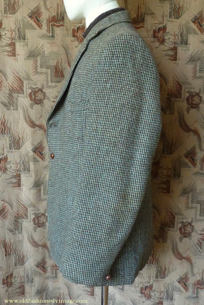 Vintage Mens 1950s Keldon Harris Tweed Sports Jacket Green Brown Black 40"