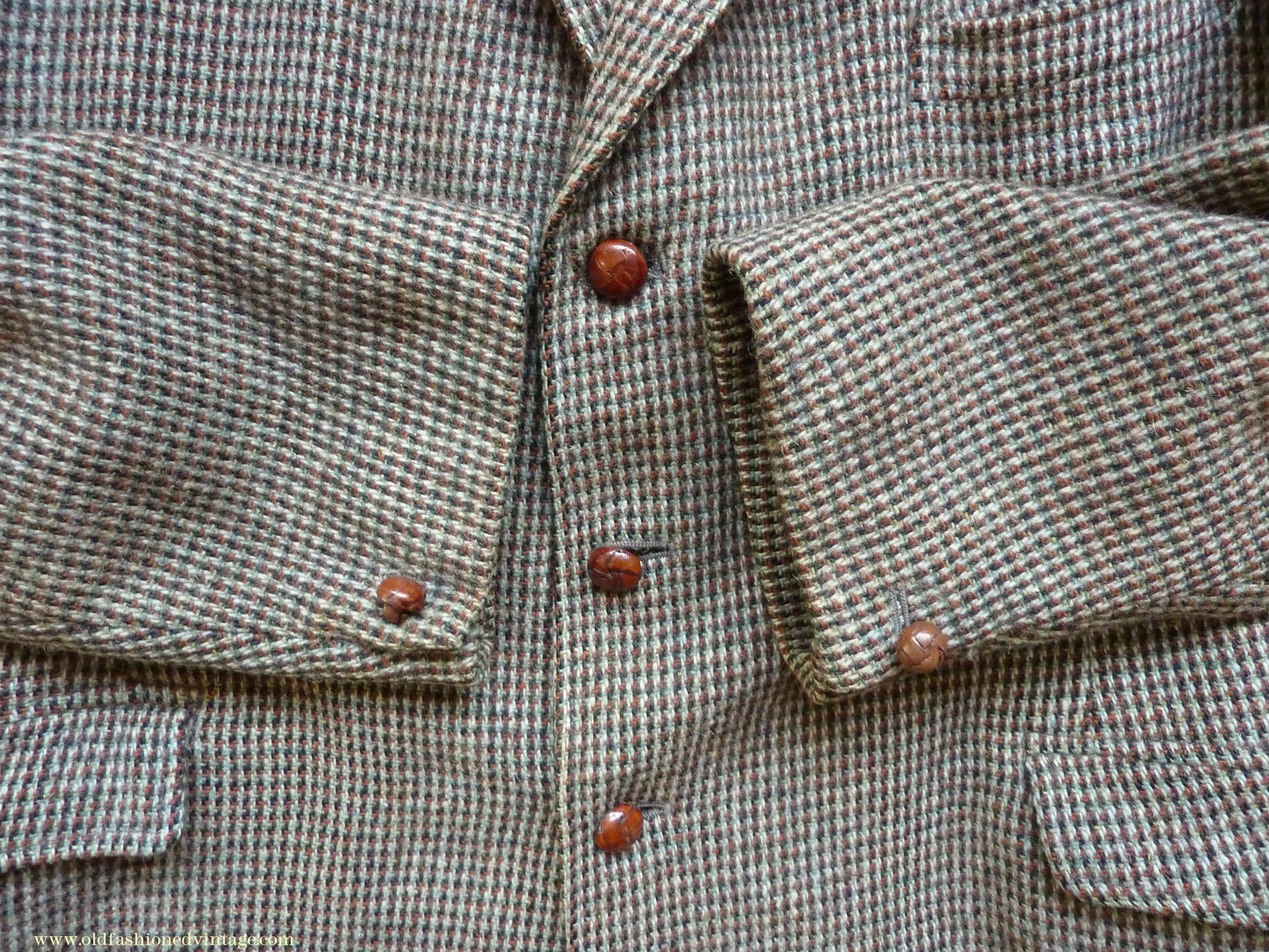 Vintage Mens 1950s Keldon Harris Tweed Sports Jacket Green Brown Black 40"
