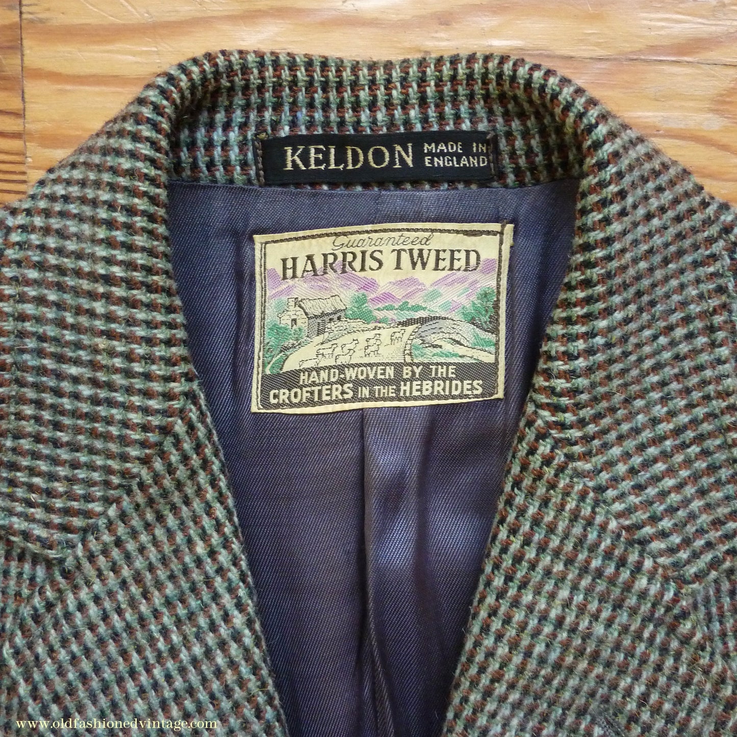 Vintage Mens 1950s Keldon Harris Tweed Sports Jacket Green Brown Black 40"