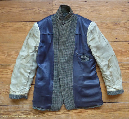Vintage Mens 1950s Keldon Harris Tweed Sports Jacket Green Brown Black 40"