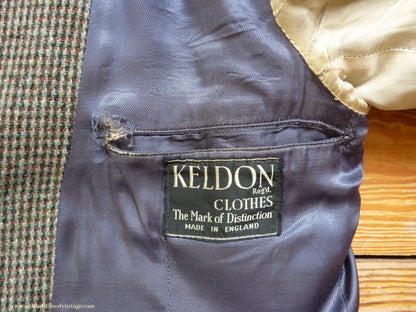 Vintage Mens 1950s Keldon Harris Tweed Sports Jacket Green Brown Black 40"