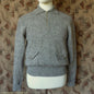 Old Fashioned Garments Vintage Reproduction 1930s Mens Wind-Breaker Grey Brown Marl Zip Neck Jumper Polo Collar Sweater M