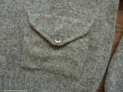 Old Fashioned Garments Vintage Reproduction 1930s Mens Wind-Breaker Grey Brown Marl Zip Neck Jumper Polo Collar Sweater M