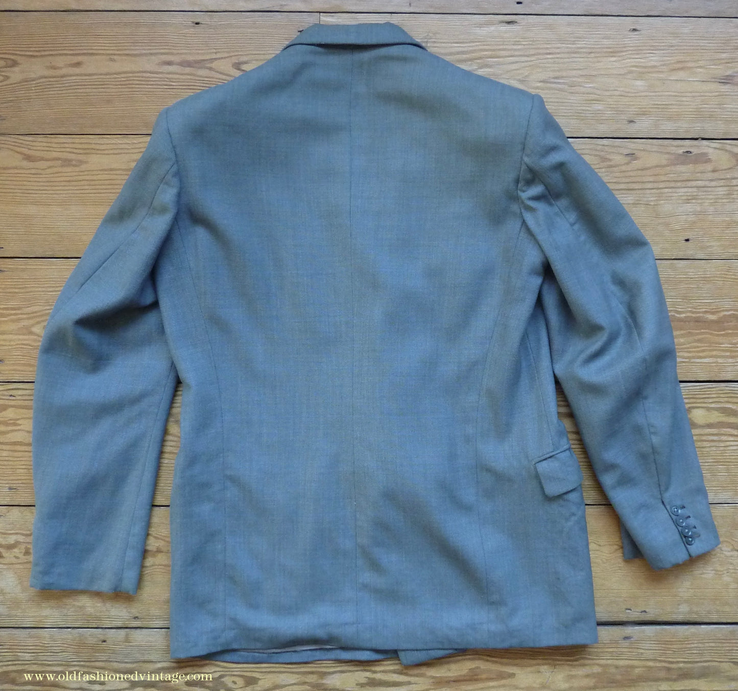 Vintage Mens 1940s CC41 Double Breasted Suit Light Grey Wool Blue Windowpane Check 42"