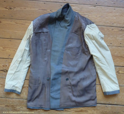 Vintage Mens 1940s CC41 Double Breasted Suit Light Grey Wool Blue Windowpane Check 42"
