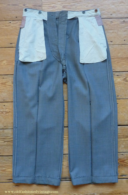 Vintage Mens 1940s CC41 Double Breasted Suit Light Grey Wool Blue Windowpane Check 42"