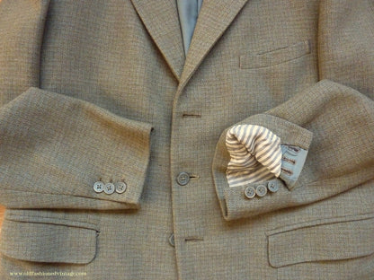 Vintage Mens 1960s Bespoke 2 Piece Jacket & Waistcoat Set Single Breasted Olive Green Brown Overcheck Wool 38"/40"