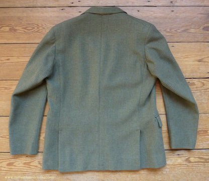 Vintage Mens 1960s Bespoke 2 Piece Jacket & Waistcoat Set Single Breasted Olive Green Brown Overcheck Wool 38"/40"