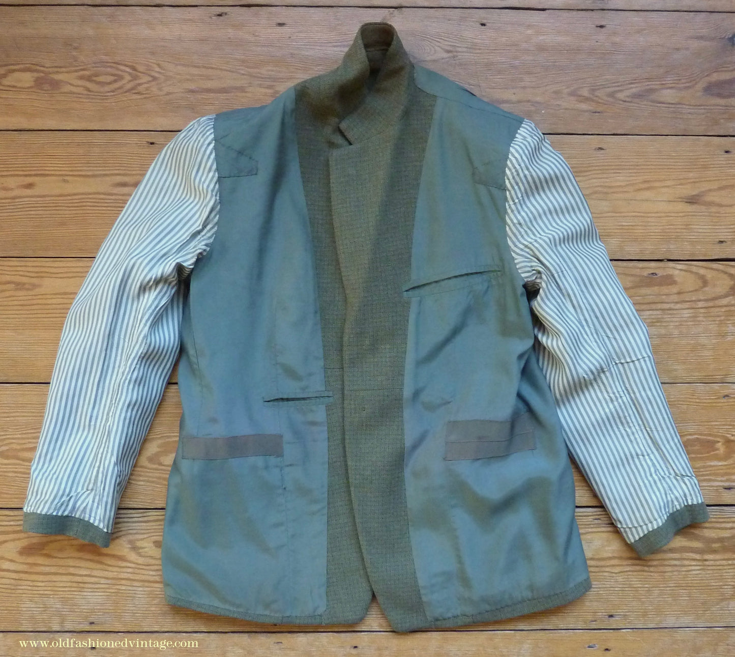 Vintage Mens 1960s Bespoke 2 Piece Jacket & Waistcoat Set Single Breasted Olive Green Brown Overcheck Wool 38"/40"
