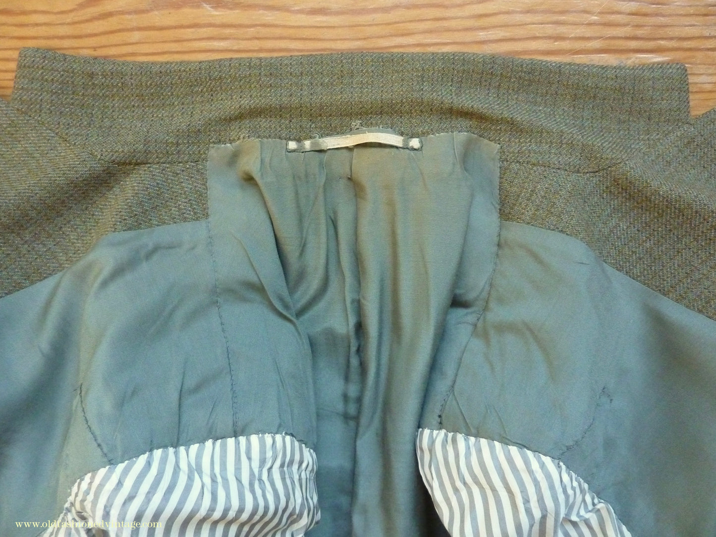 Vintage Mens 1960s Bespoke 2 Piece Jacket & Waistcoat Set Single Breasted Olive Green Brown Overcheck Wool 38"/40"
