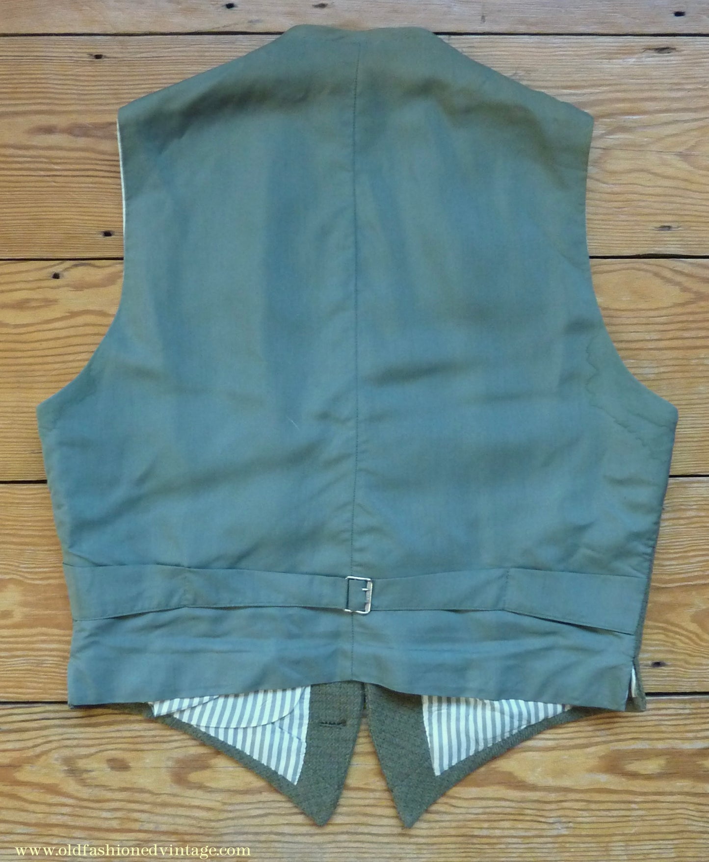 Vintage Mens 1960s Bespoke 2 Piece Jacket & Waistcoat Set Single Breasted Olive Green Brown Overcheck Wool 38"/40"
