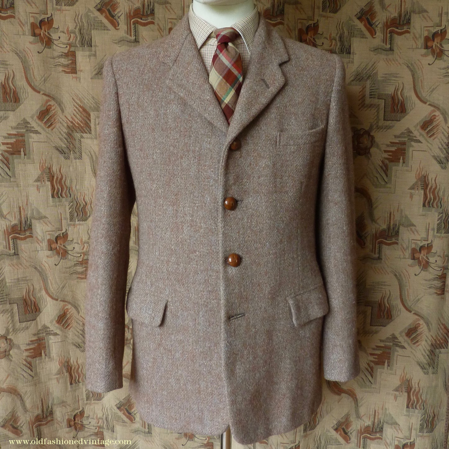 Vintage Mens 1950s Harris Tweed Sports Jacket Heathered Brown Grey 36"