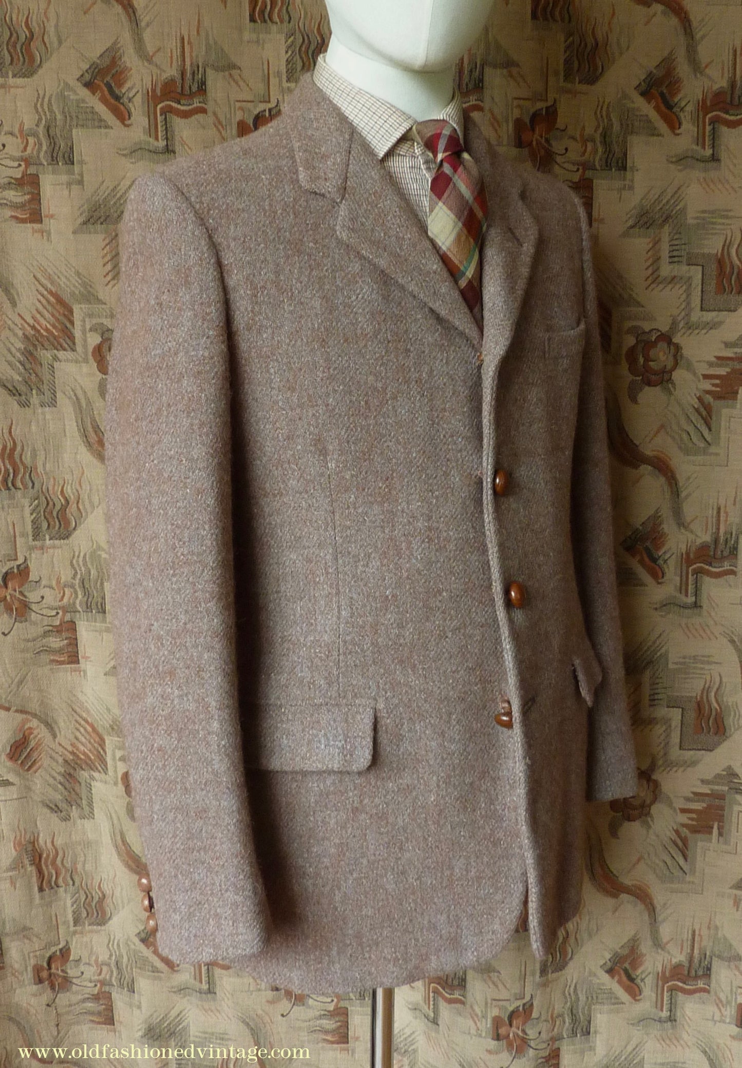 Vintage Mens 1950s Harris Tweed Sports Jacket Heathered Brown Grey 36"