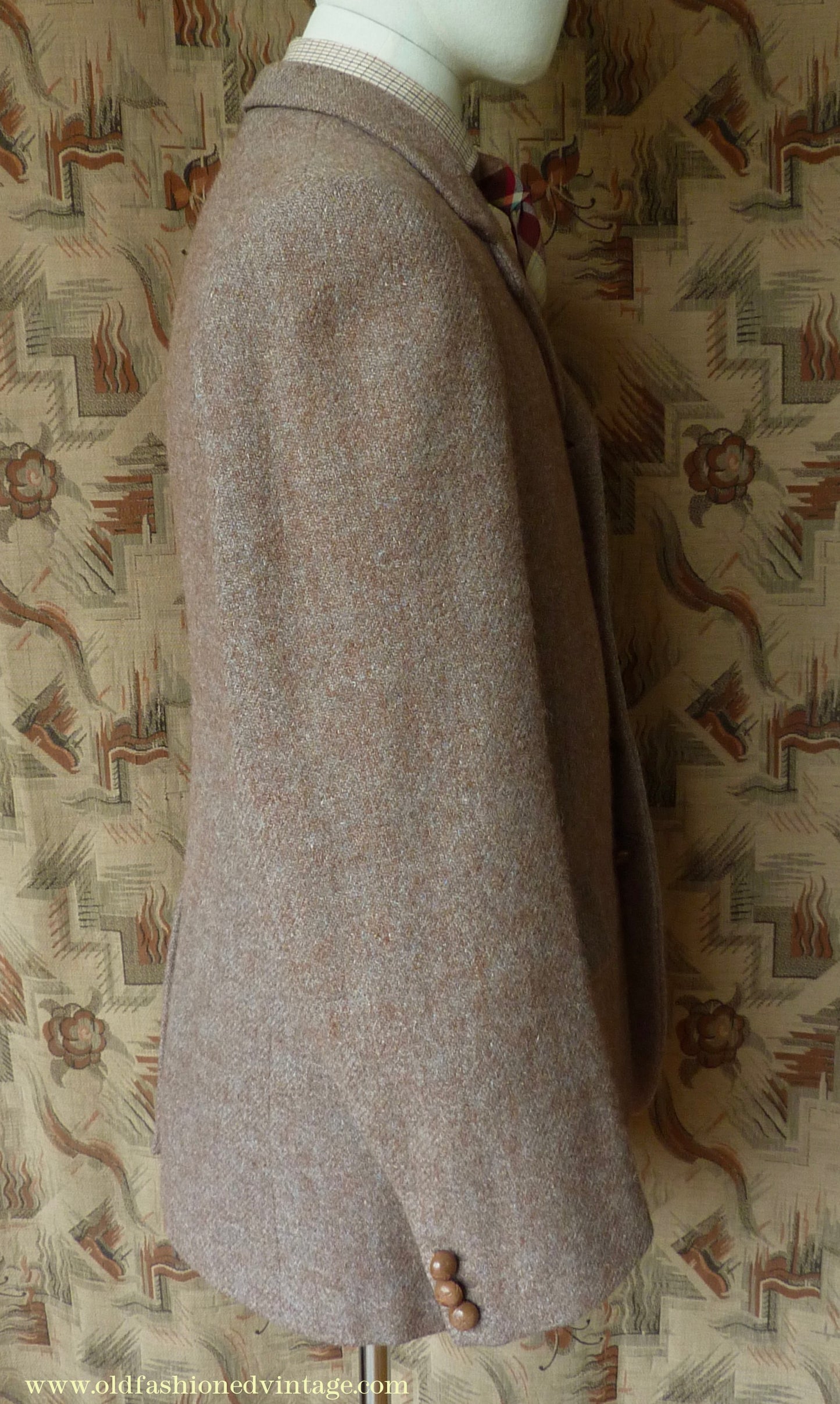 Vintage Mens 1950s Harris Tweed Sports Jacket Heathered Brown Grey 36"