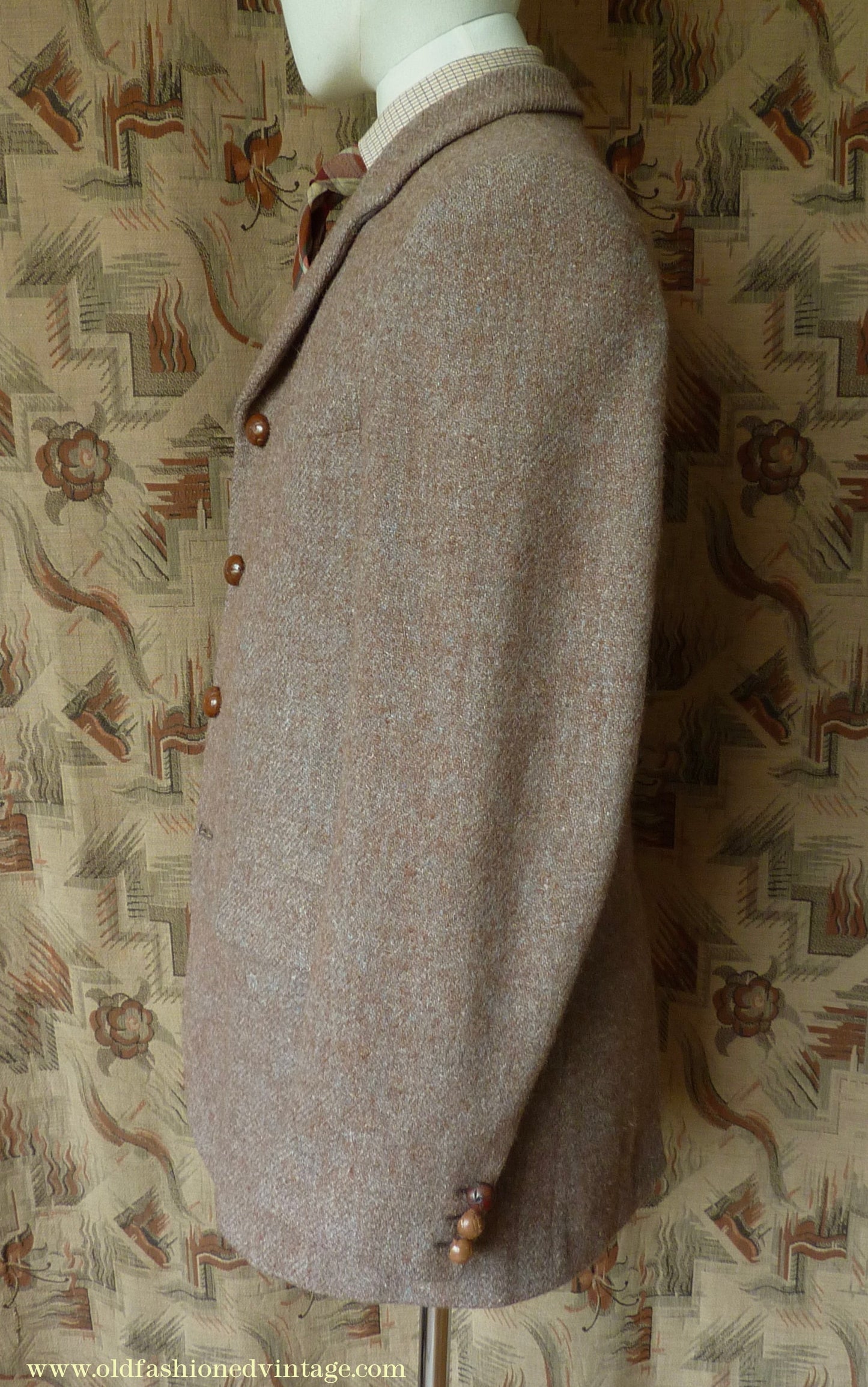 Vintage Mens 1950s Harris Tweed Sports Jacket Heathered Brown Grey 36"