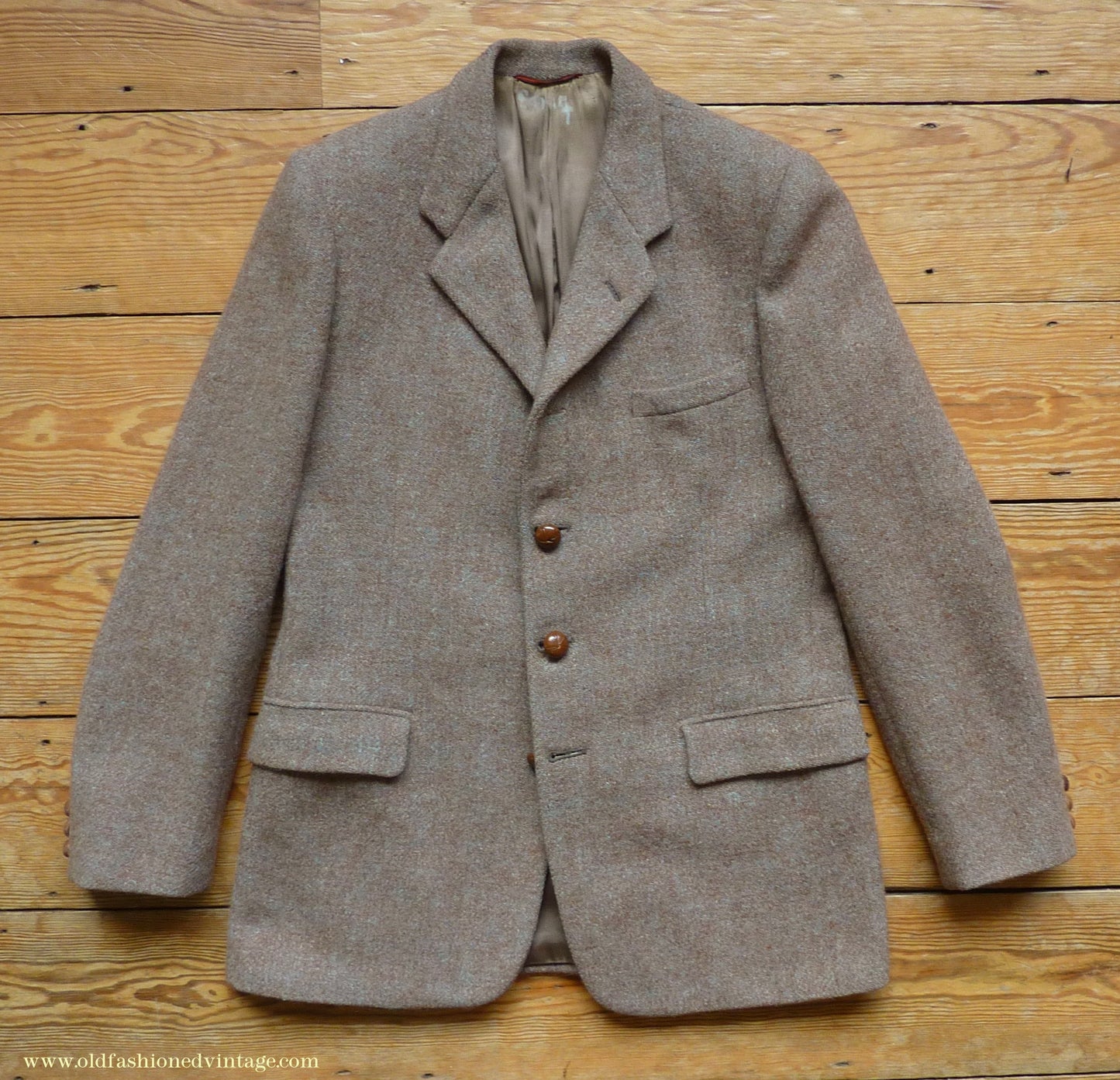 Vintage Mens 1950s Harris Tweed Sports Jacket Heathered Brown Grey 36"