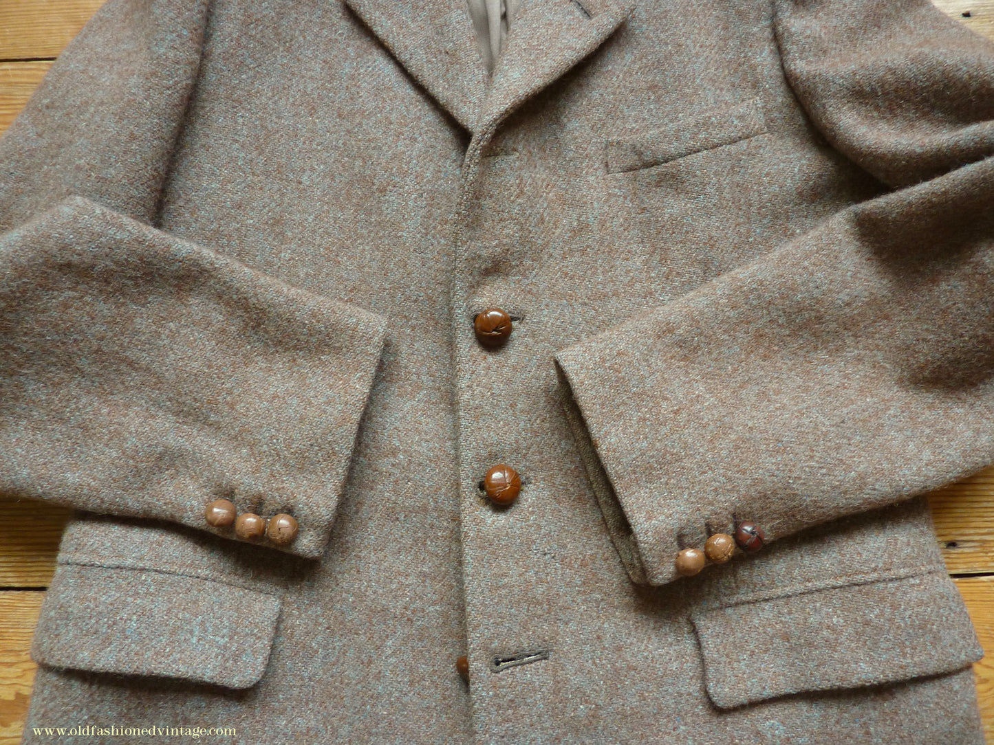 Vintage Mens 1950s Harris Tweed Sports Jacket Heathered Brown Grey 36"