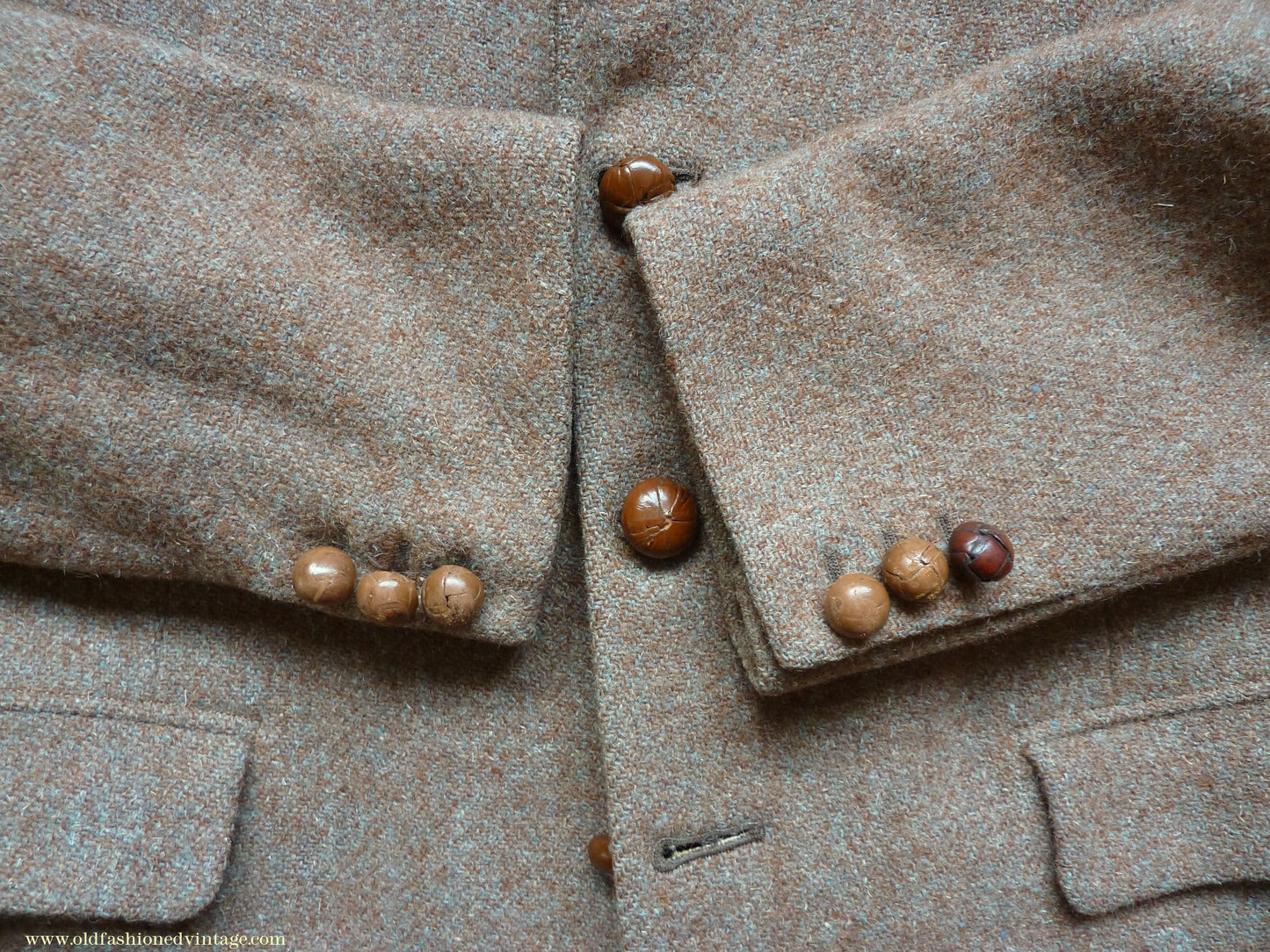 Vintage Mens 1950s Harris Tweed Sports Jacket Heathered Brown Grey 36"