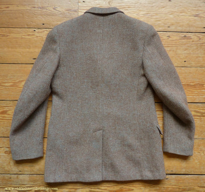 Vintage Mens 1950s Harris Tweed Sports Jacket Heathered Brown Grey 36"