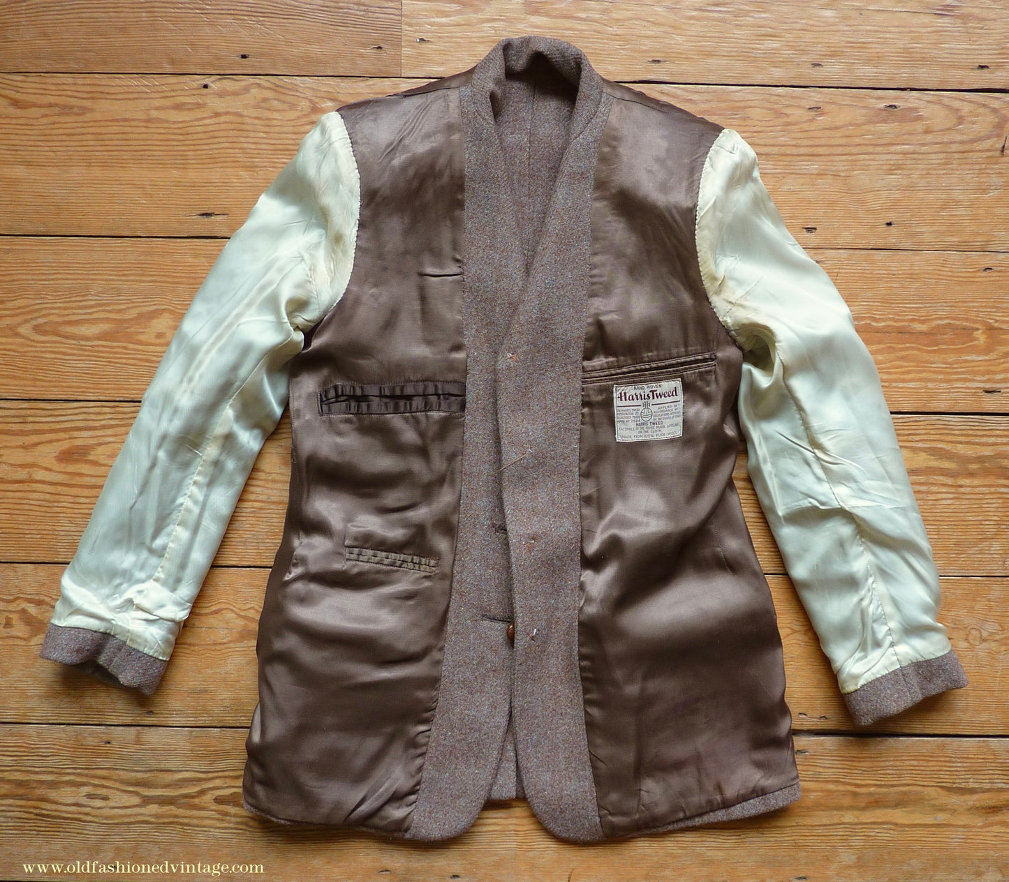 Vintage Mens 1950s Harris Tweed Sports Jacket Heathered Brown Grey 36"
