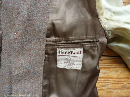 Vintage Mens 1950s Harris Tweed Sports Jacket Heathered Brown Grey 36"