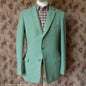 Vintage Mens 1950s Hopsack Sports Jacket Jade Green Wool 36" 37"