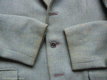 Vintage Mens 1950s Hopsack Sports Jacket Jade Green Wool 36" 37"