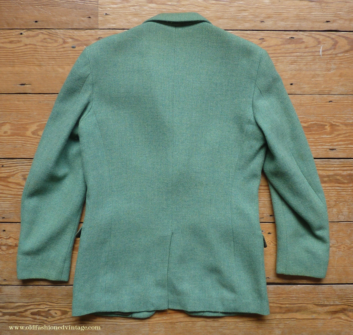 Vintage Mens 1950s Hopsack Sports Jacket Jade Green Wool 36" 37"