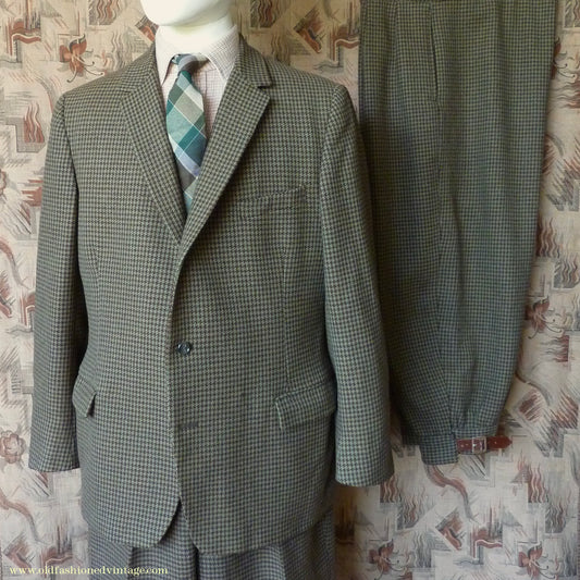 Vintage Mens 1960s/70s 1930s Style 3 Piece Tweed Suit Action Back Belt Jacket Plus Fours & Trousers