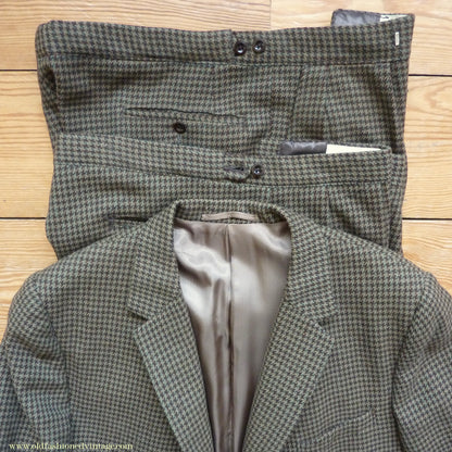 Vintage Mens 1960s/70s 1930s Style 3 Piece Tweed Suit Action Back Belt Jacket Plus Fours & Trousers