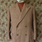 Vintage Mens 1940s Harris Tweed Double Breasted Chesterfield Overcoat Ginger Brown Wool DB 36"