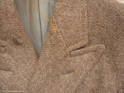 Vintage Mens 1940s Harris Tweed Double Breasted Chesterfield Overcoat Ginger Brown Wool DB 36"