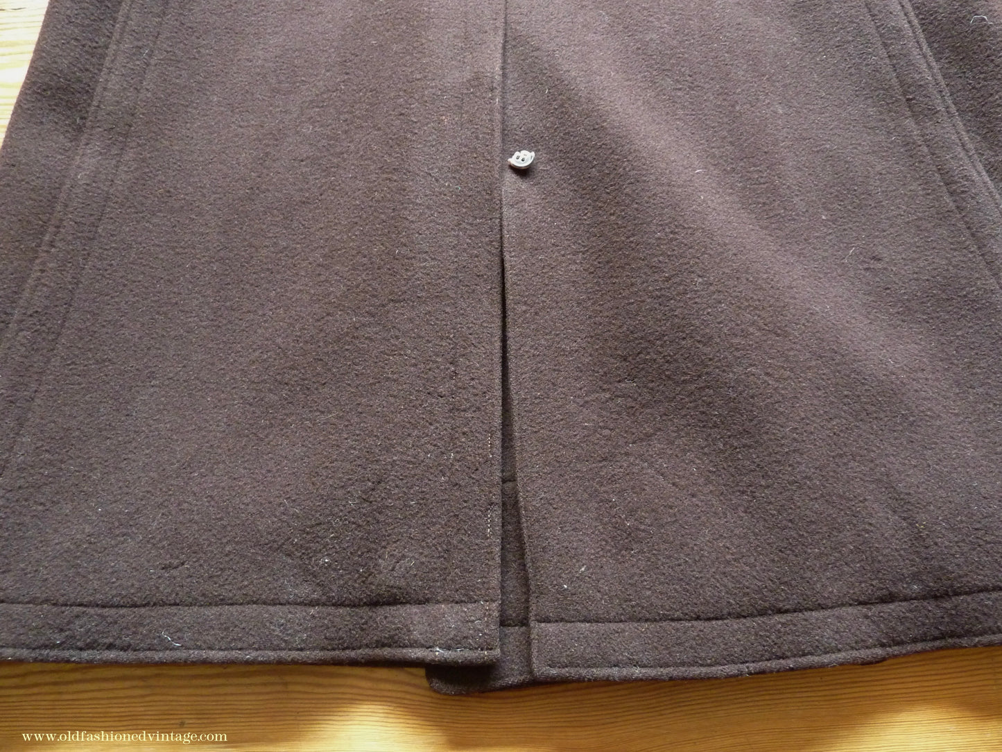 Vintage Mens 1940s German Double Breasted Overcoat Coat Brown Wool Back Belt 40" Long