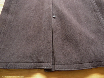 Vintage Mens 1940s German Double Breasted Overcoat Coat Brown Wool Back Belt 40" Long