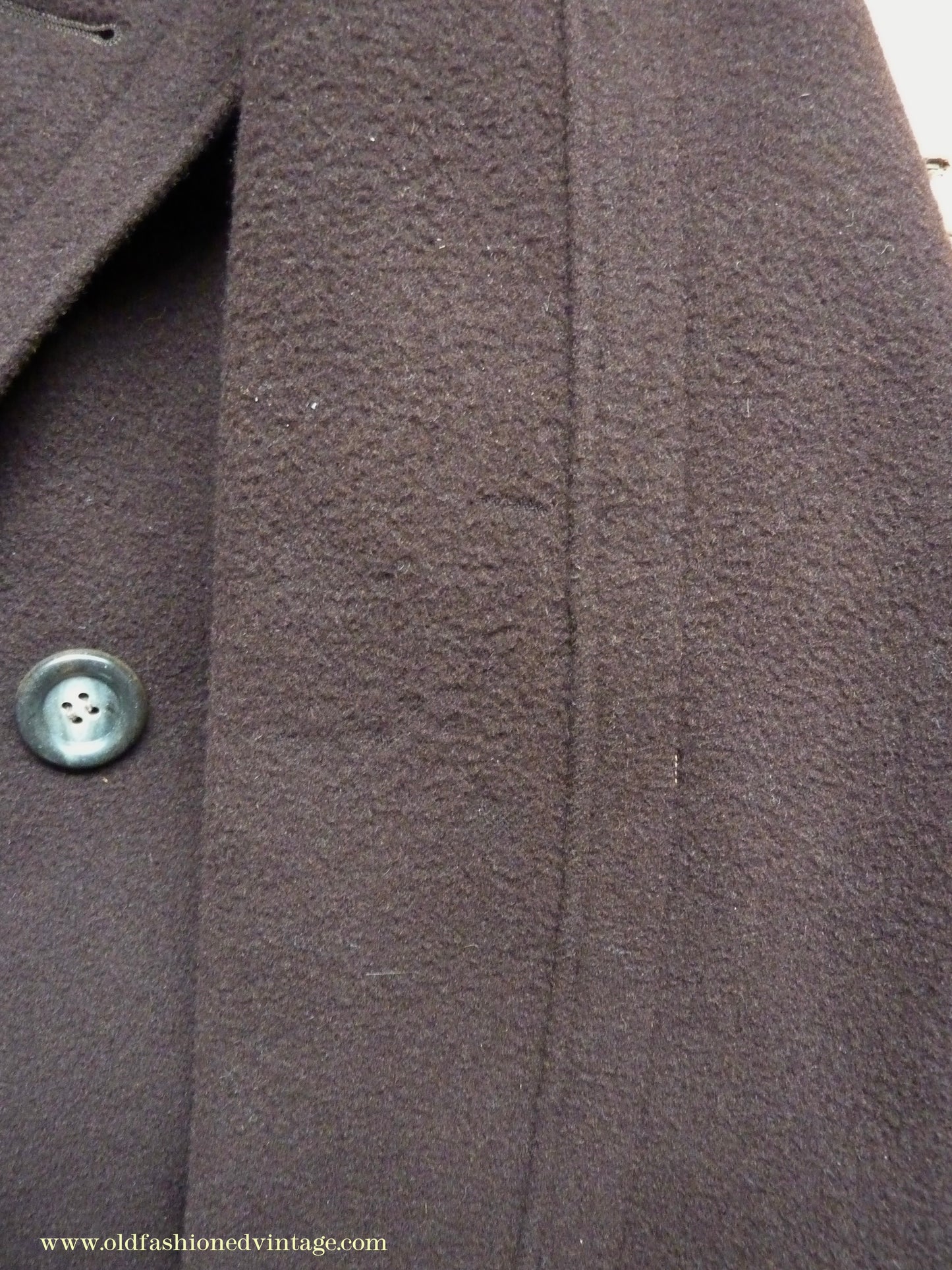 Vintage Mens 1940s German Double Breasted Overcoat Coat Brown Wool Back Belt 40" Long