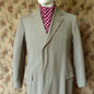Vintage Mens 1950s Bespoke 1951 London Tailored Single Breasted Overcoat Top Coat Fawn Wool 38"
