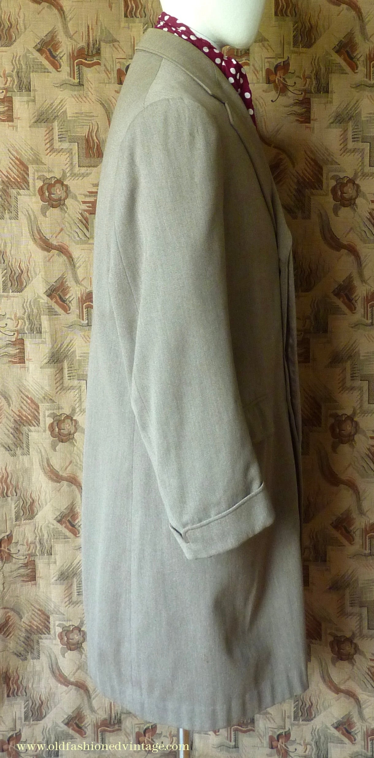 Vintage Mens 1950s Bespoke 1951 London Tailored Single Breasted Overcoat Top Coat Fawn Wool 38"