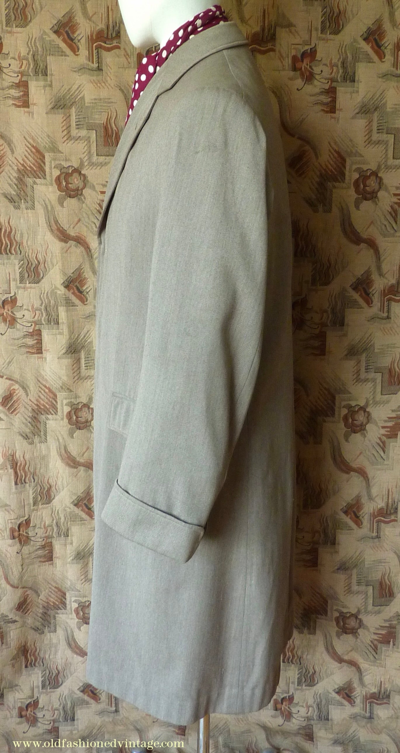 Vintage Mens 1950s Bespoke 1951 London Tailored Single Breasted Overcoat Top Coat Fawn Wool 38"