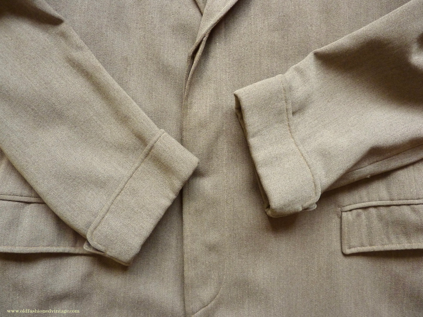 Vintage Mens 1950s Bespoke 1951 London Tailored Single Breasted Overcoat Top Coat Fawn Wool 38"
