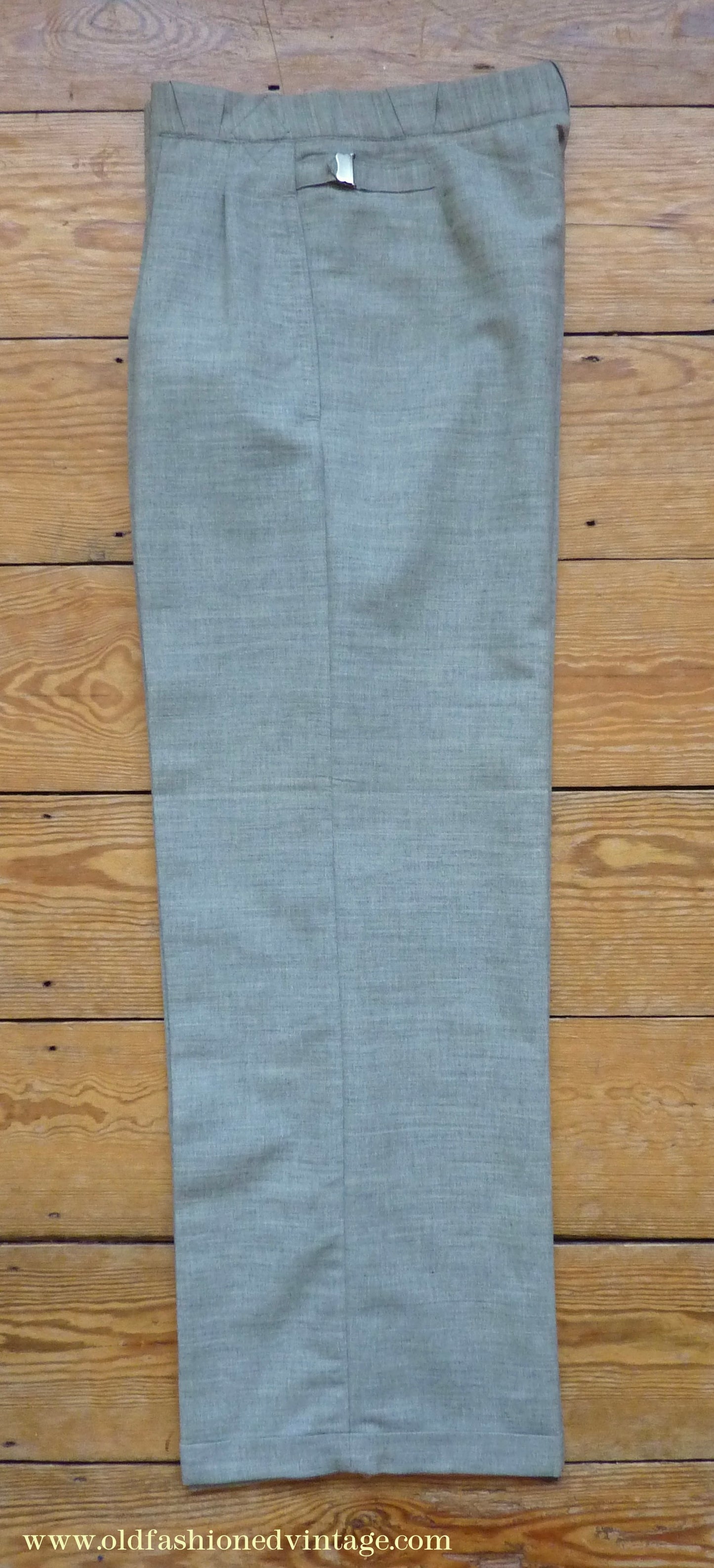 Vintage Mens 1930s NOS French Summer Trousers Slacks Grey Marl Lightweight Wool Pants 30"
