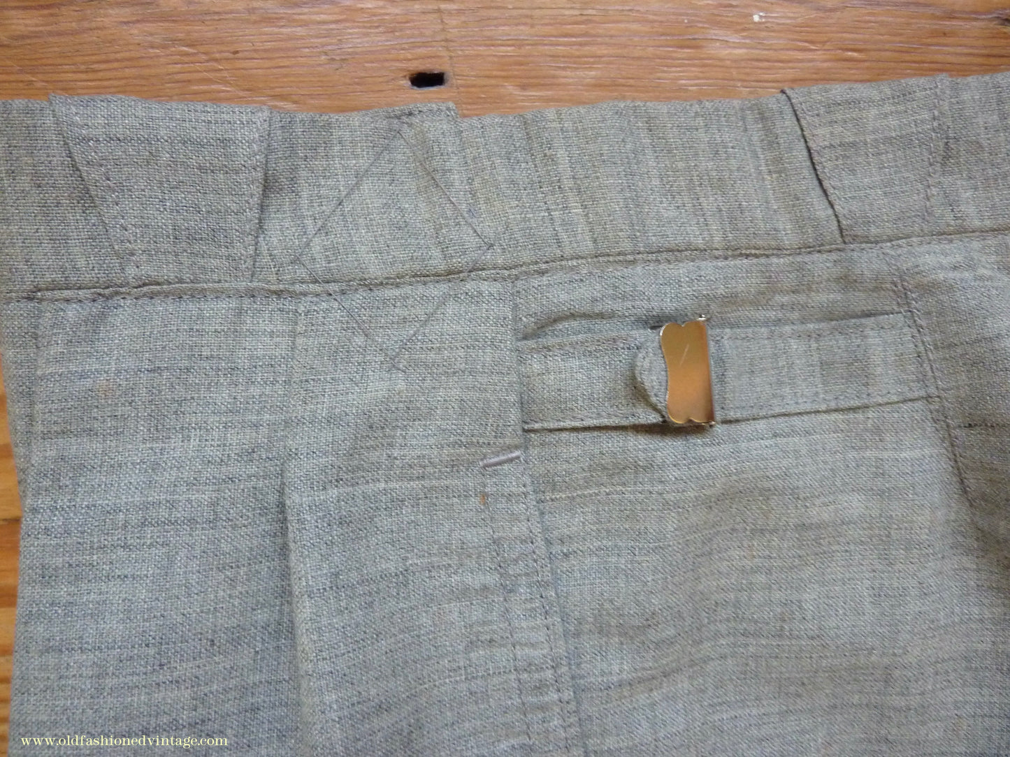 Vintage Mens 1930s NOS French Summer Trousers Slacks Grey Marl Lightweight Wool Pants 30"