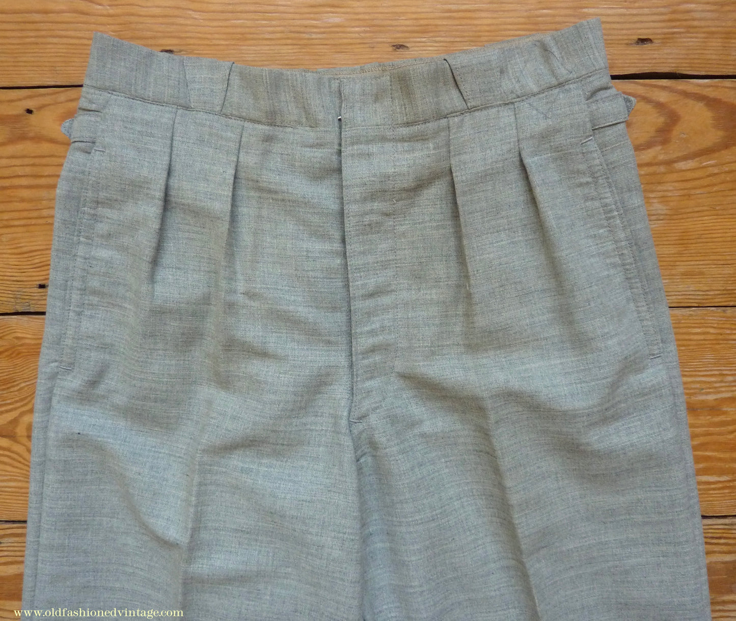 Vintage Mens 1930s NOS French Summer Trousers Slacks Grey Marl Lightweight Wool Pants 30"