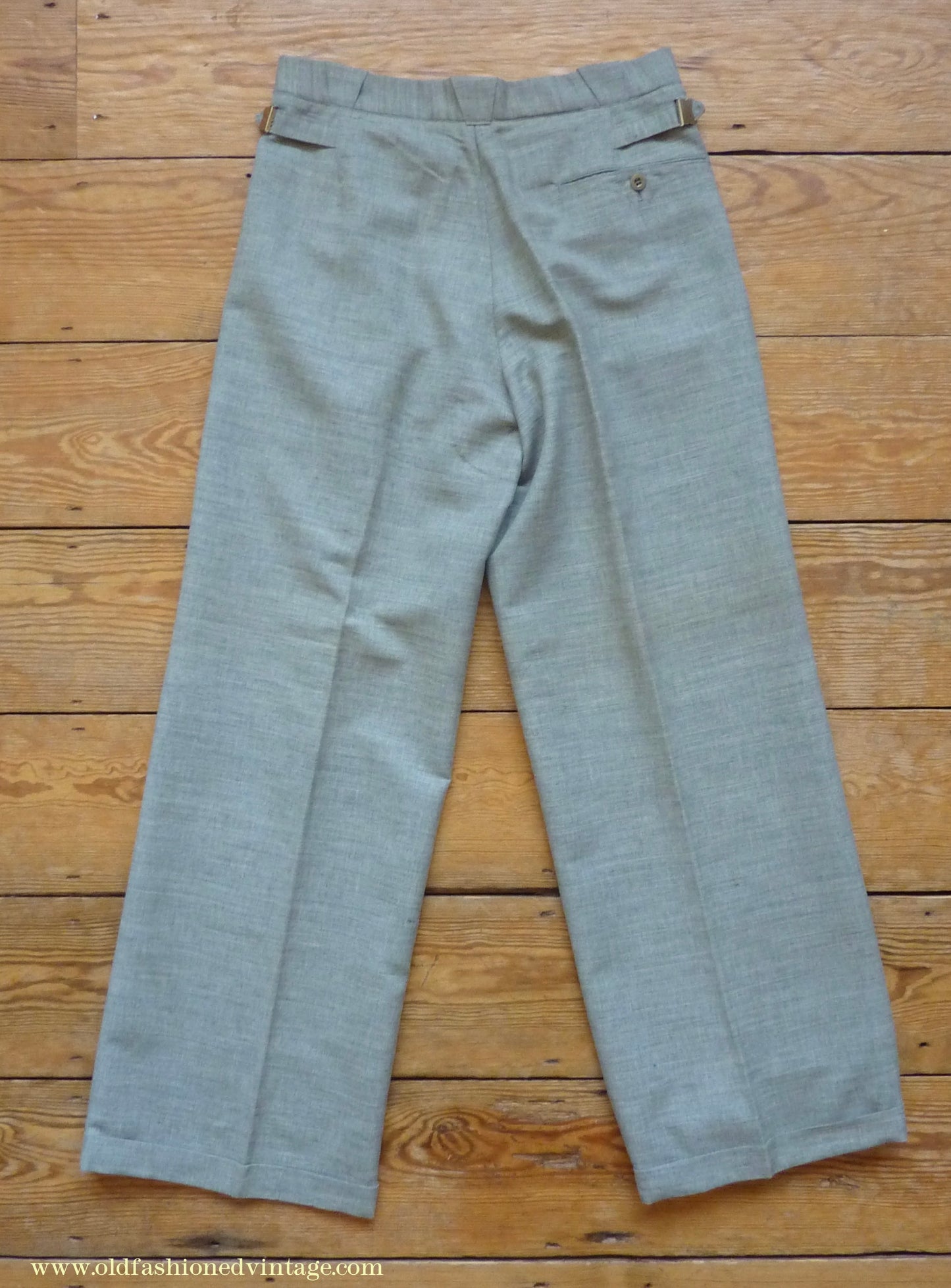Vintage Mens 1930s NOS French Summer Trousers Slacks Grey Marl Lightweight Wool Pants 30"