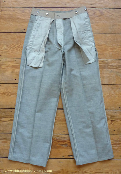Vintage Mens 1930s NOS French Summer Trousers Slacks Grey Marl Lightweight Wool Pants 30"