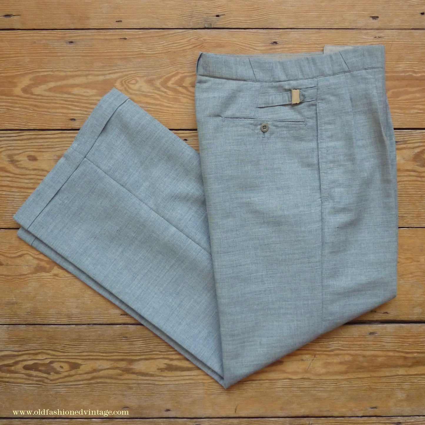 Vintage Mens 1930s NOS French Summer Trousers Slacks Grey Marl Lightweight Wool Pants 30"