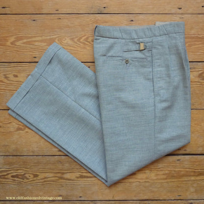Vintage Mens 1930s NOS French Summer Trousers Slacks Grey Marl Lightweight Wool Pants 30"